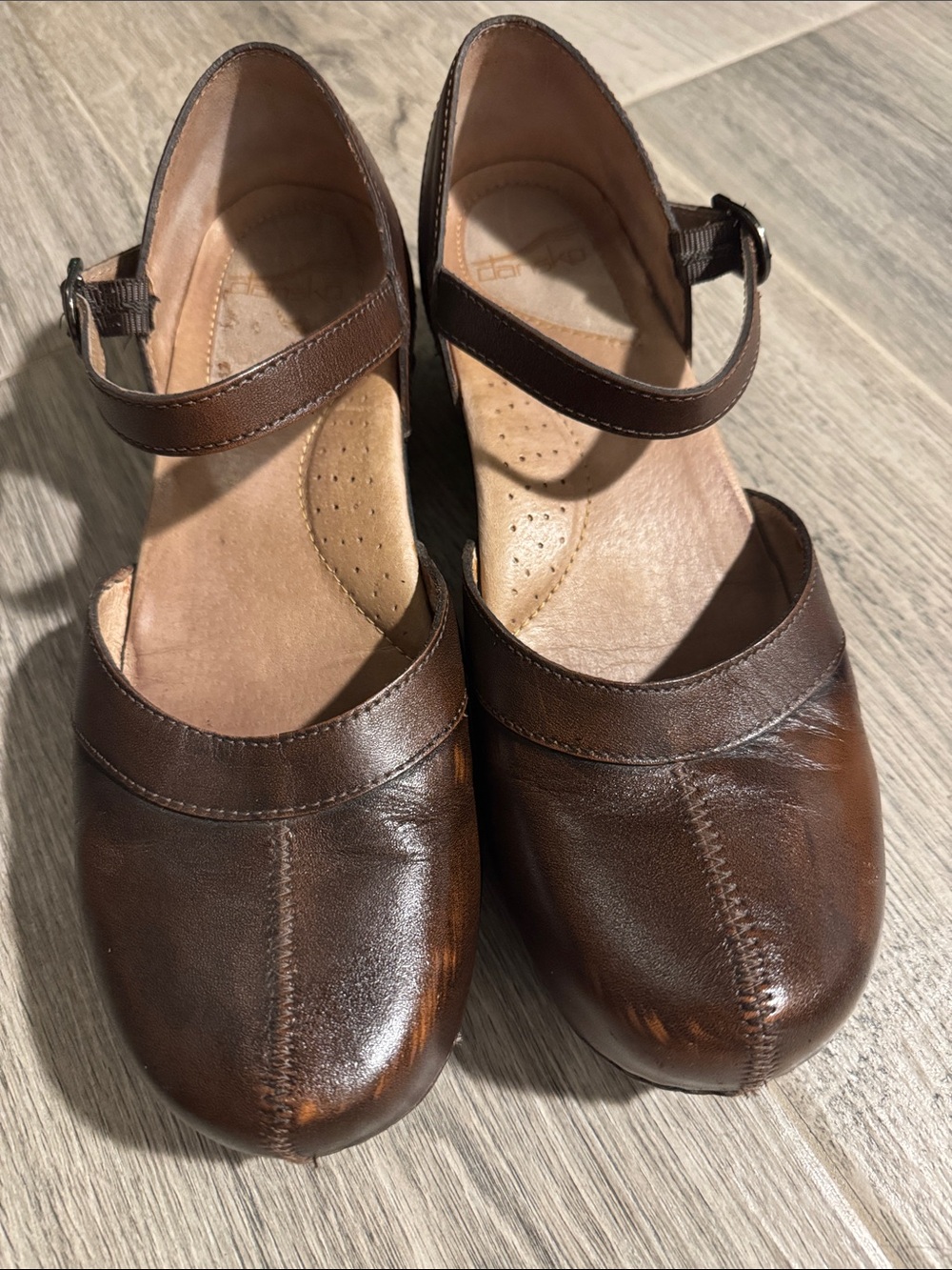 Dansko Brown Mary Jane Leather Clogs
